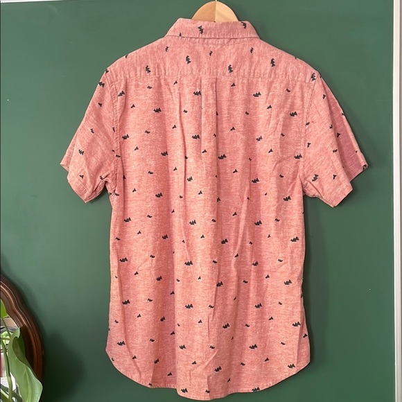 United By Blue Red Tree Print Woven Mens L Sustainable Hemp Cotton Fabrication - Picture 6 of 6